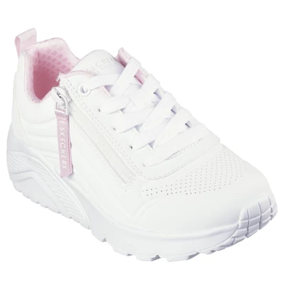 SKECHERS LÁNY Uno Lite - Easy Zip fehér cipő, nagyon csajos kényelmes #310387L WHT