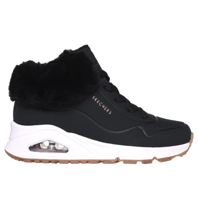 Skechers Uno - Fall Air Fekete női téli bélelt szőrmeprémes #310539L BLK