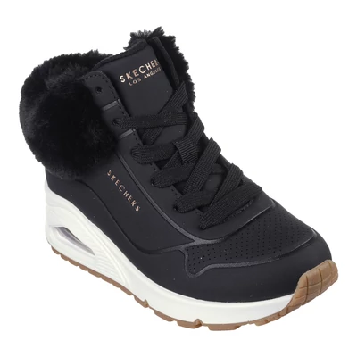 Skechers Uno - Fall Air Fekete női téli bélelt szőrmeprémes #310539L BLK