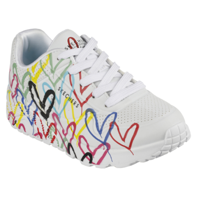 Skechers UNO LITE - Edzőcipő fehér , színes szívecskékkel az oldalán #314064L WMLT