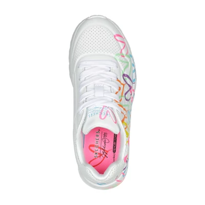 Skechers x JGoldcrown: Uno Lite - Spread the Love fekér színes szívecskékkel #314064L WMN