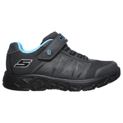 Skechers oldalt  világító  sürke-fekete gumis  füzős egy tépőzárral, memória habos  fiú sport cipő