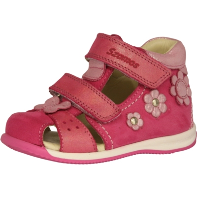 Szamos pink-csillogó rózsaszín zárt orrú lány szandál pillangóval és kis virággal ,nagyon jól tartja a gyerek lábát, széles és keskeny lábra is jó