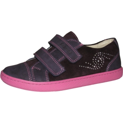 Szamos lila-pink két tépőzáras lány cipő csillogó mintával, keskeny lábra is