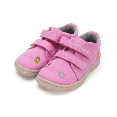 D.D.Step Kislány Barefoot Vászoncipő Rózsaszín, vidám muffin mintával #C077-51663C