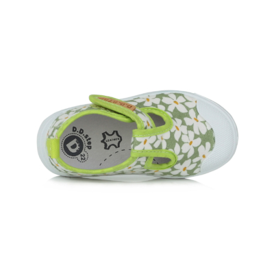 D.D.Step Kislány Zöld vászoncipő , cseresznye mintával fehér virágokkal #CSG-317A
