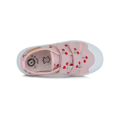 D.D.Step Rózsaszín Kislány vászoncipő cseresznye mintával #csg-369