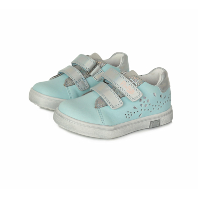 Ponte20 Szupinált kék (világoskék) kislány cipő,Tépőzárral szabályozható, kívül-belül bőr gyerekcipő virág mintával  DA03-1-295