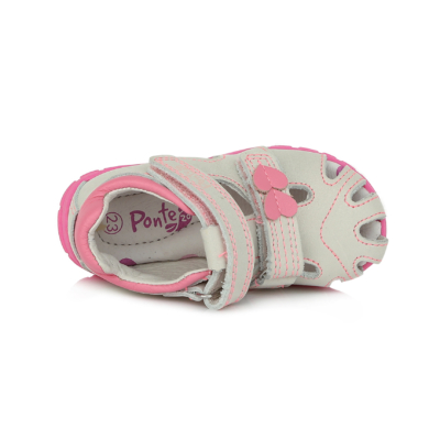 Ponte20 Szupinált fehér rózsaszín lány szandál tépőzárral állítható , zárt kérgű szandál ,visszakorrigálja a láb bedőlését, keskeny , normál , és széles lábra is ajánlott DA05-1-71