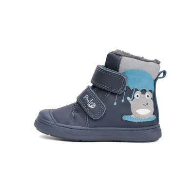 Ponte20 kék magas szárú téli bélelt Kisfiú Szupinált vízlepergető cipő Békával #DA07-5-2349