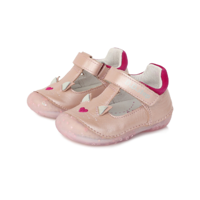 D.D.Step Kislány halvány Rózsaszín  "első lépés" nyitott balerina szandál cipő cica mintával H015-543