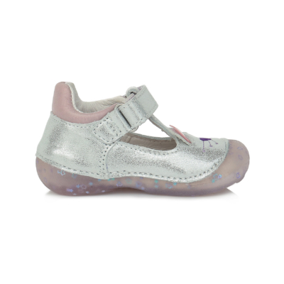 D.D.Step Kislány ezüst "első lépés" nyitott balerina szandál cipő cica mintával H015-543A