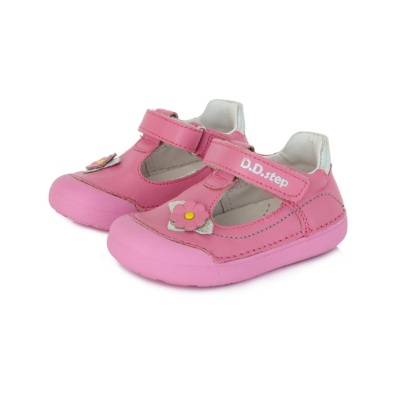 D.D.Step Rózsaszín Kislány "első lépés" nyitott cipő , virág mintával #H066-374B