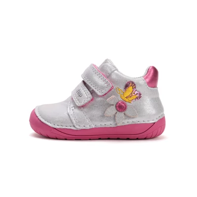 D.D.Step fehér Kislány Barefoot Zárt cipő virággal #S070-52656B