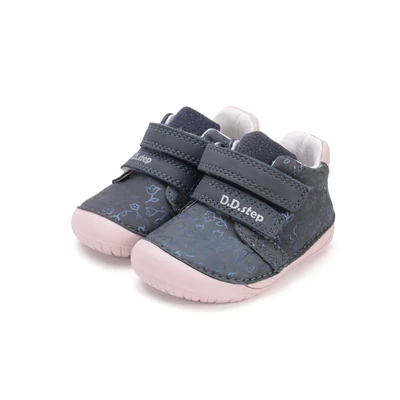 D.D.Step kék Kislány Barefoot Zárt cipő virággal #S070-52724A