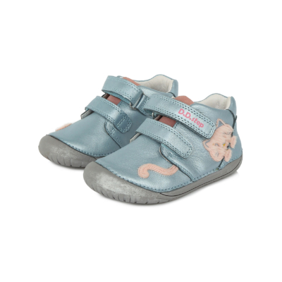 D.D.Step kék , rózsaszín cica mintával Kislány "Barefoot" bokacipő S070-927