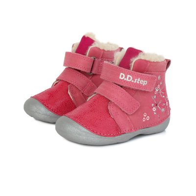 D.D.Step szürke Rózsaszín ,Kislány "első lépés" téli bumdás magasszárú cipő  #W015-435B