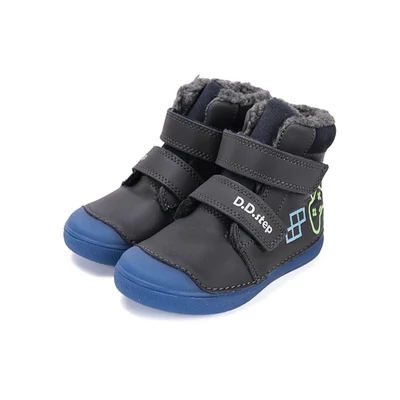 D.D.Step kék Kisfiú Barefoot Bélelt bokacipő krokodillal #W063-52415