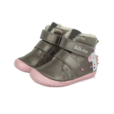D.D.Step Szürke , Kislány "Barefoot" magasszárú cipő unikornis mintával #W070-328