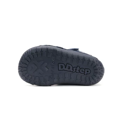 D.D.Step kék Kisfiú téli bélelt vízlepergető Barefoot Zárt cipő Rókával  #W070-52301A