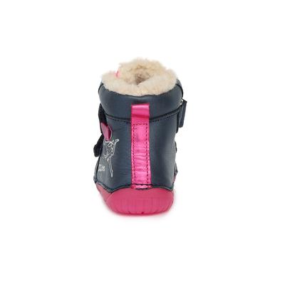 D.D.Step kék pink, két tépőzáras téli bélelt, vízlepergető, Kislány "Barefoot" tündér mintával