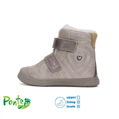 Ponte20 szürke Kislány Szupinált Téli bakancs - cipő szívecskével #DA07-5-2475A